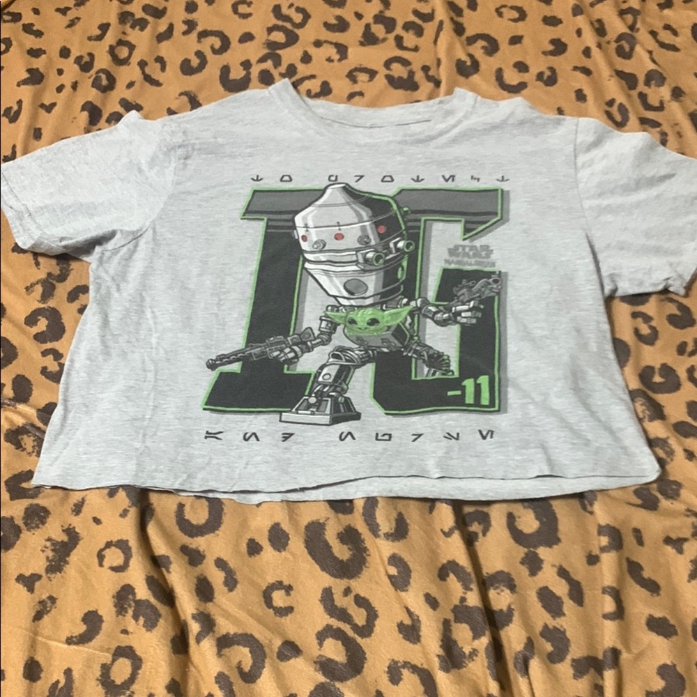 Star Wars Gray and Green Graphic Crop Top